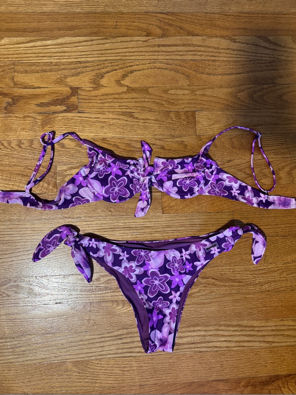 Blackbough Women’s Floral Tie Bikini Set in Purple